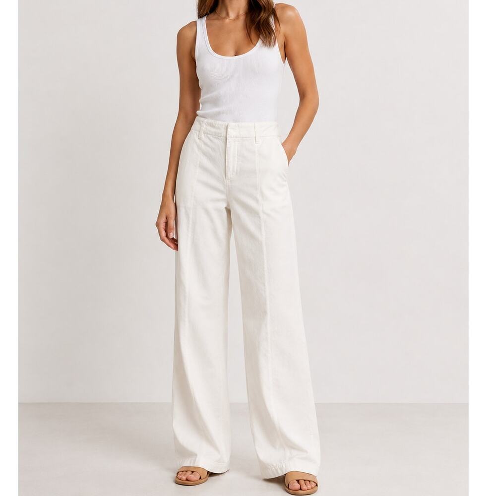J Brand Vega High Rise Wide Leg Linen Pants White Size 29